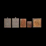 Five Religious Icons, Untitled, polychromed hardwood