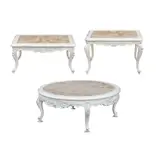 Three Marble Top Center Tables, Untitled, b.) hardwood<br> H: 22 1/4” (57 cm)<br> L: 33 1/4” (84 cm)<br> W: 21” (53 cm)<br><br>