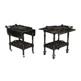 A Pair of Serving Carts, Untitled, hardwood with bone inlay