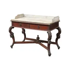 A Marble Top Table, Untitled, hardwood