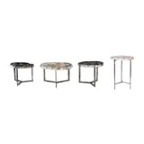 Untitled by Four Petrified Wood Top Tables With Steel Bases, b.) H: 20” (51 cm)<br> L: 30” (76 cm)<br> W: 28 1/2” (71 cm)<br><br>, sold Jan 2026