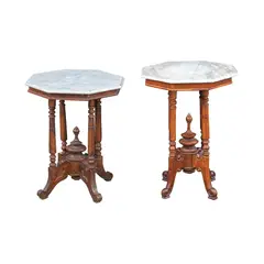 Two Marble Top Side Tables, Untitled, hardwood