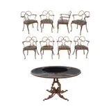 A Nine-Piece Outdoor Dining Set, Untitled, iron