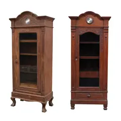 Two Circa 1930's Aparadors, Untitled, a.) narra with kamagong and lanite inlay <br /> H: 86” (218 cm) <br /> L: 36” (91 cm) <br /> W: 21” (53 cm)<br><br>