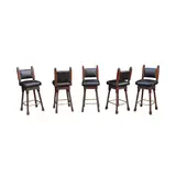 Five Bar Stools, Untitled, teakwood, leather
