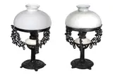 Untitled by A Pair of Table Lamps with milk glass diffusers, sold Jan 2026