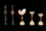 Five Candle Holders with Ostrich Egg Details, Untitled