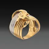 Untitled by A Thick Band in 18k and Platinum, A bold, thick band ring featuring an intricate interwoven design of 18k yellow gold and platinum. The ring is accented b, sold Oct 2025