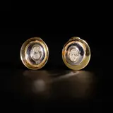 Oval Diamond Earrings, Untitled, Set in 14k white & yellow gold and 1 carat total diamond weight