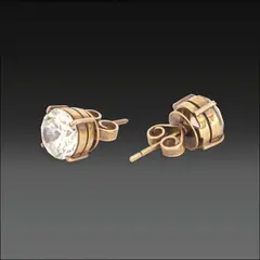 14k Crystal Studs, Untitled, 14k yellow gold crystal studs