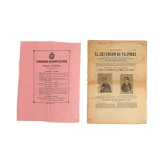 Two Antique Prints, Untitled, a.) A 19th Century Sample of Filipino-Spanish social groups in Madrid<br> print on silk