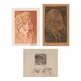 Benedicto Cabrera, a.) Mother and Child  b.) Untitled  c.) Untitled, c.) Untitled <br> hand-signed and dated 1986 (lower right) <br> etching <br> 4 1/2” x 5 1/2” (11 cm x 14 cm)