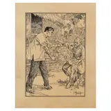 Fernando Amorsolo, Untitled, pen and ink on paper
