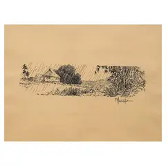 Untitled by Fernando Amorsolo, pen and ink on paper, sold Oct 2025