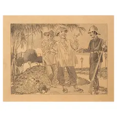 Irineo Miranda, Soldier, pen and ink on paper