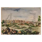 Vicente Manansala, Urban Landscape, watercolor on paper