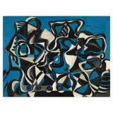 Abstract with Blue, White and Black by Federico Aguilar Alcuaz, oil on canvas, sold Oct 2025