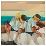 Oscar Salita, Fishermen, oil on canvas