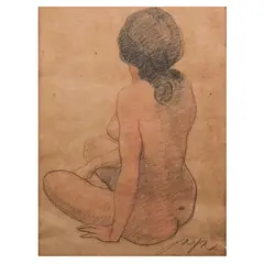 José T. Joya, Female Nude, pastel on paper