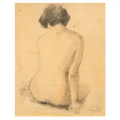 Female Nude by José T. Joya, pastel on paper, sold Oct 2025