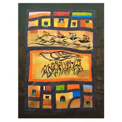 Celebration by Manuel Baldemor, mixed media on canvas, sold Oct 2025