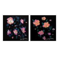 Raul Isidro, a.) Dancing Flora b.) Pink Flowers II, b.) Pink Flowers II <br> signed and dated 2022 (lower right) <br> acrylic on canvas <br> 12” x 12” (30 cm x 30 cm)