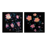 Raul Isidro, a.) Dancing Flora b.) Pink Flowers II, b.) Pink Flowers II <br> signed and dated 2022 (lower right) <br> acrylic on canvas <br> 12” x 12” (30 cm x 30 cm)