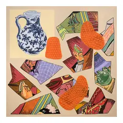 Ikea Rizalon, Housewarming, hand embroidery and acrylic on canvas