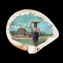 A. Fusler, A 19th Century Painting on Mother-of-Pearl, oil on shell