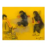Three Sisters by Federico Aguilar Alcuaz, pastel on felt paper, sold Jul 2025