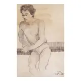 José T. Joya, Man Resting, pastel on paper