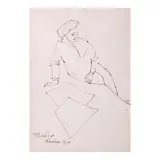Seated Figure by Federico Aguilar Alcuaz, pen and ink on paper, sold Jul 2025