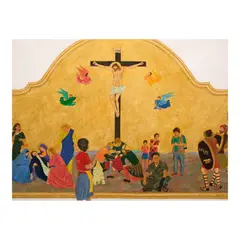 Ofelia Gelvezon-Tequi, Crucifixion, acrylic on rag paper