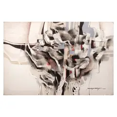 Composition and Black and White by Paco Gorospe, oil on canvas, sold Jul 2025