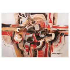 Composition Study in Red by Paco Gorospe, oil on canvas, sold Jul 2025
