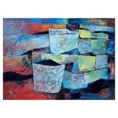 Romulo Olazo, Untitled - Abstract Forms, tempera on paper