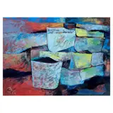 Romulo Olazo, Untitled - Abstract Forms, tempera on paper