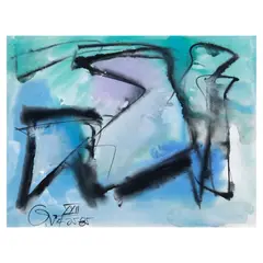Romulo Olazo, Untitled - Abstract Forms, tempera on paper
