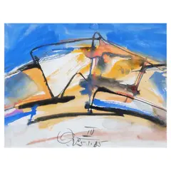 Romulo Olazo, Untitled - Abstract Forms, tempera on paper