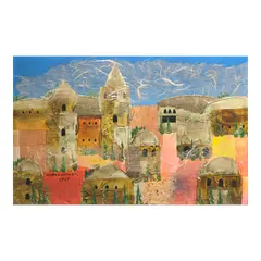 Manuel Baldemor, Medieval Village, mixed media on canvas