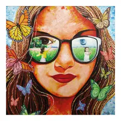Ron-Ron P. Del Carmen, Dalawang Bata Sa Hardin, acrylic on canvas