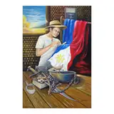 Gil A. Español, Lady Justice Sewing Up the Torn
Philippine Flag, oil on canvas