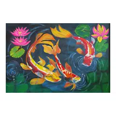 Richard Ryan B. Molato, Family of golden oriental koi fish, acrylic on canvas