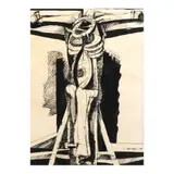 Crucifixion by Ang Kiukok, pen and ink on paper, sold May 2025