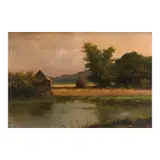 Barrio Scene by Cesar Buenaventura, oil on canvas, sold May 2025