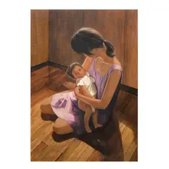 Nestor Leynes, Mother and Child, oil on wood