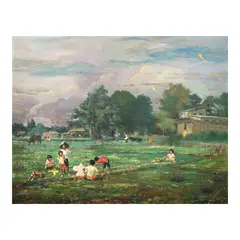 Kites by Loreto Racuya, oil on canvas, sold May 2025