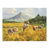 Cj Amorsolo, Harvest, oil on canvas