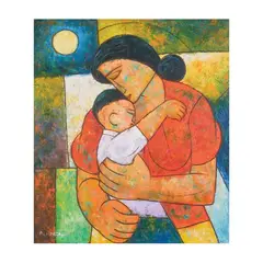 Mother and Child by Rebeca Mendoza, oil on canvas, sold May 2025