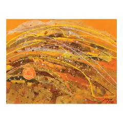 José T. Joya, Yellow Landscape, acrylic collage